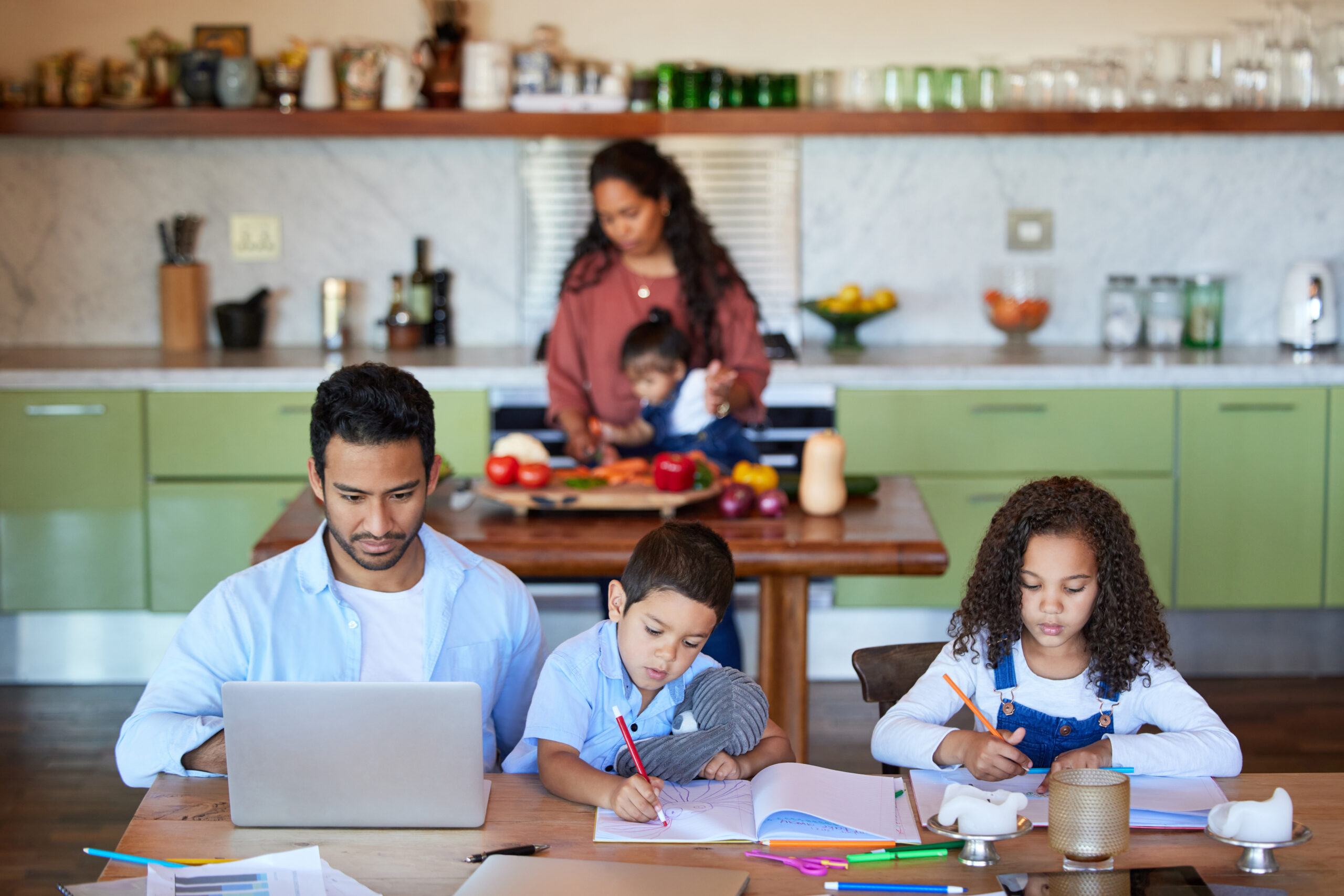 Family spending time together at home
