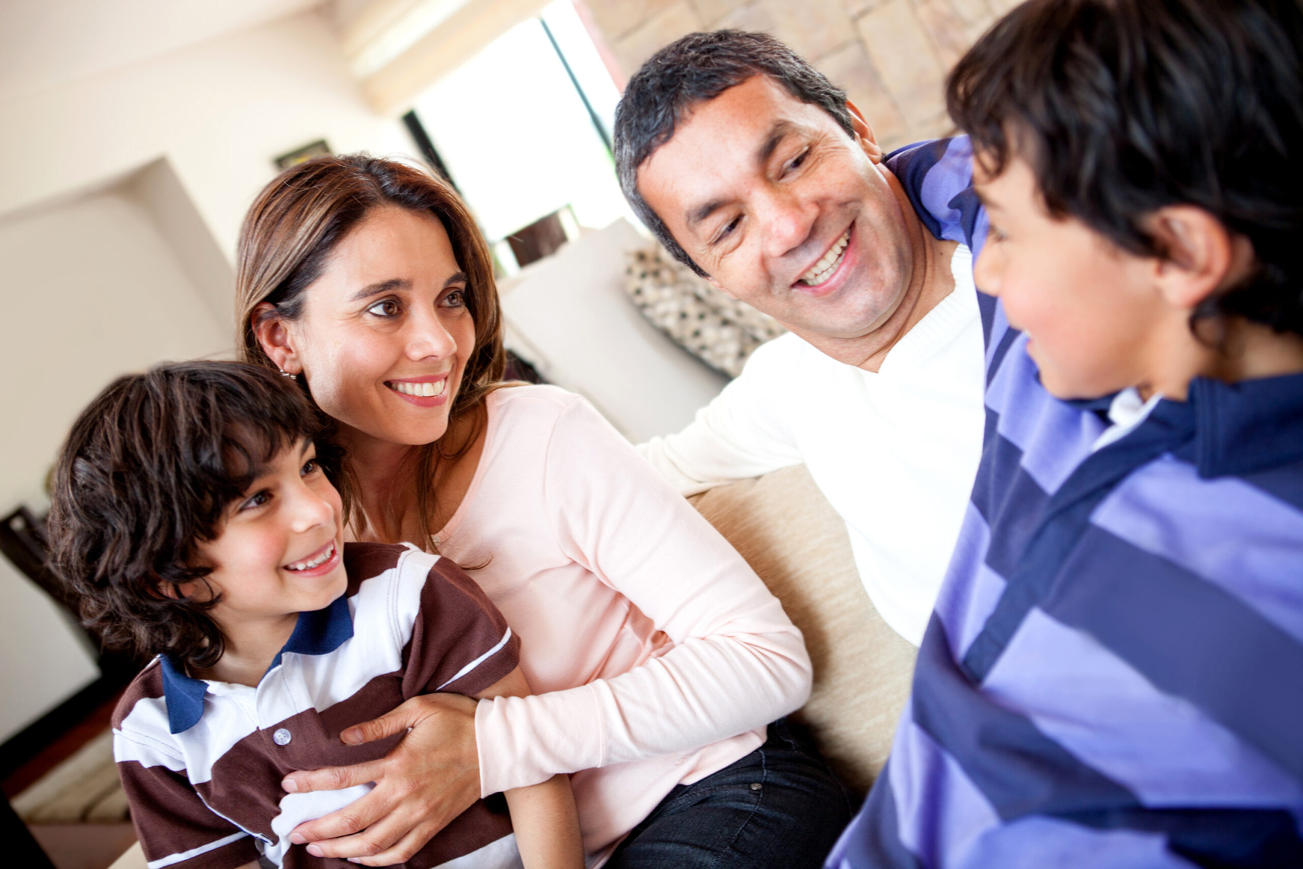 Happy family spending time together indoors